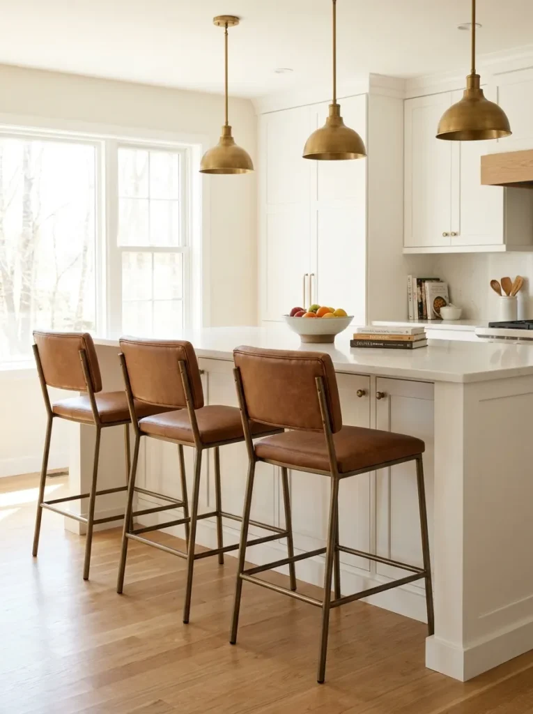 Brown Leather Bar Stools