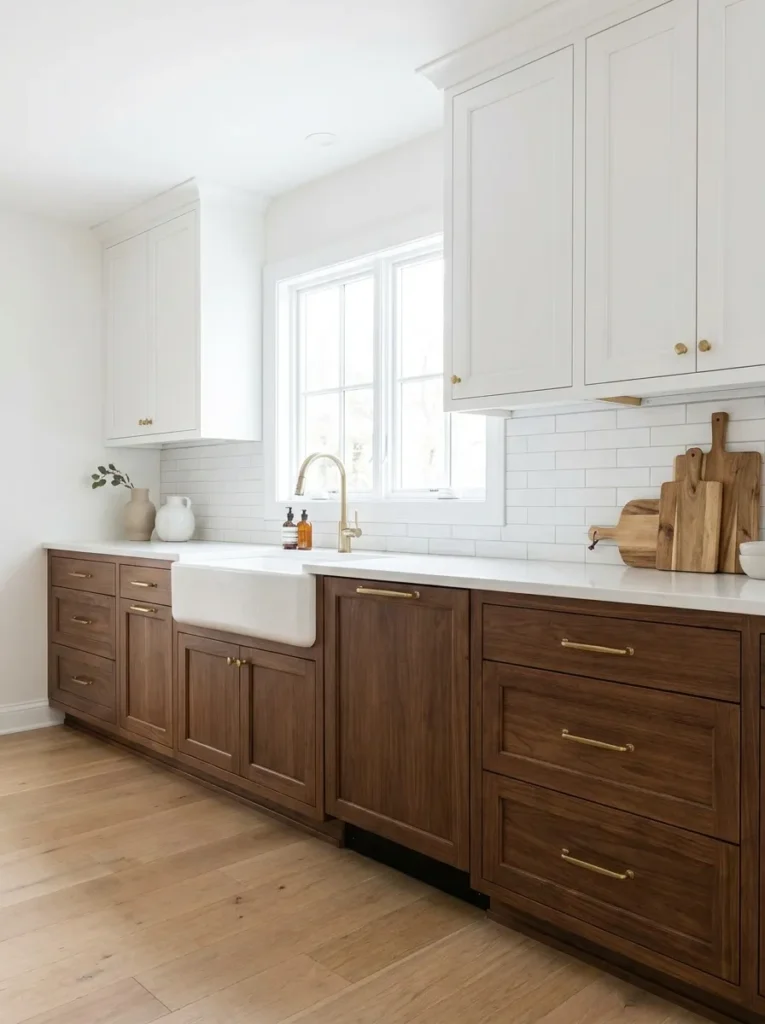 Brown Lower White Upper Cabinets