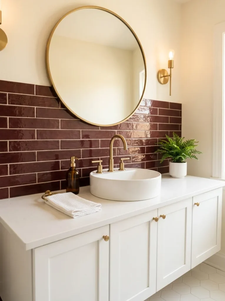 Burgundy Tile Backsplash