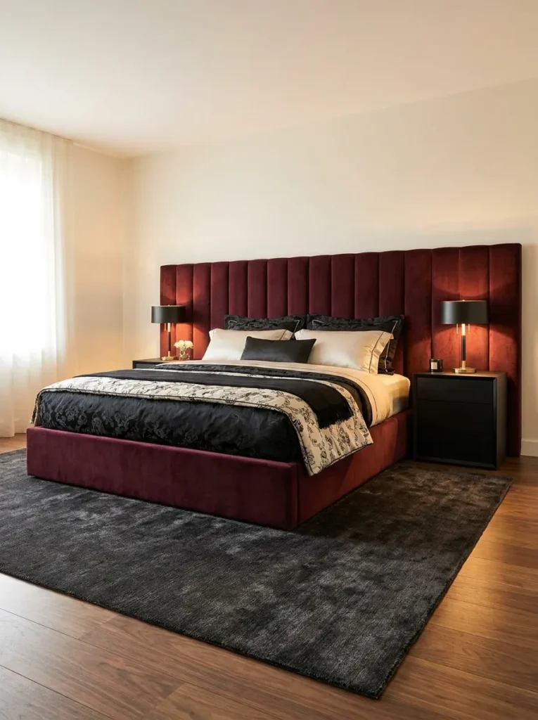 Burgundy Velvet Bed