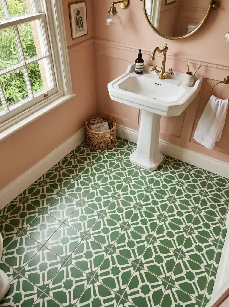 Green Patterned Floor Tile
