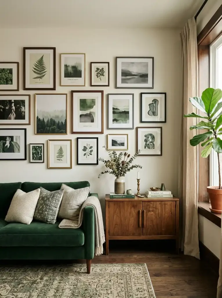 Green and Grey Gallery Wall