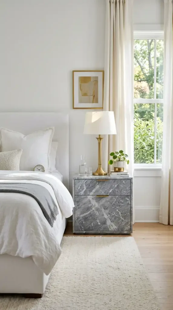 Grey Marble Nightstand