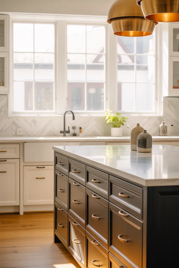 Marble Herringbone Backsplash