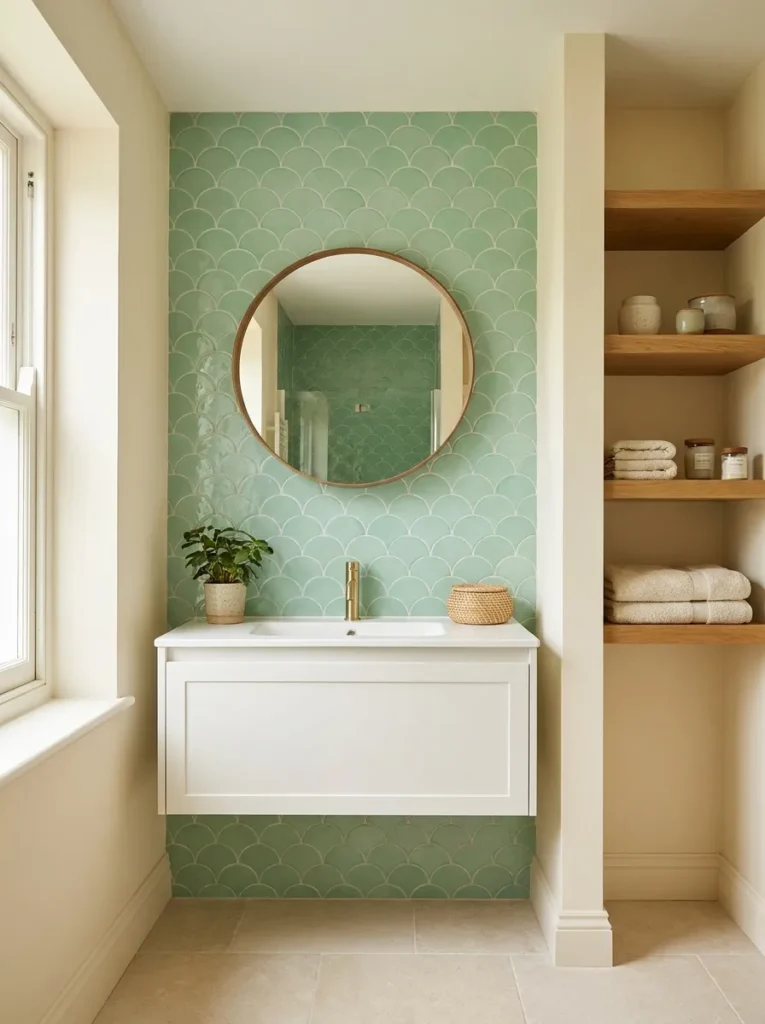 Mint Scalloped Tiles