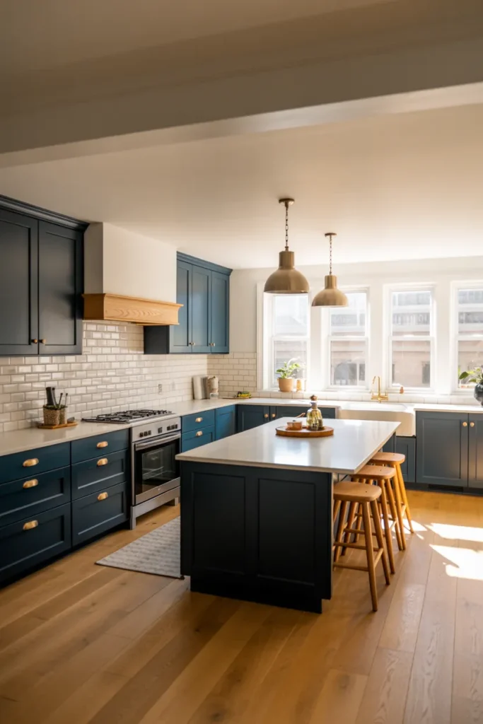 Navy Shaker Cabinets