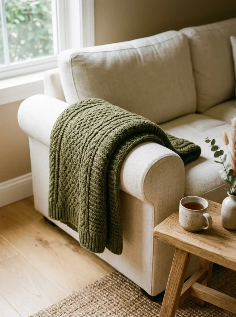 Olive Green Blanket Throw