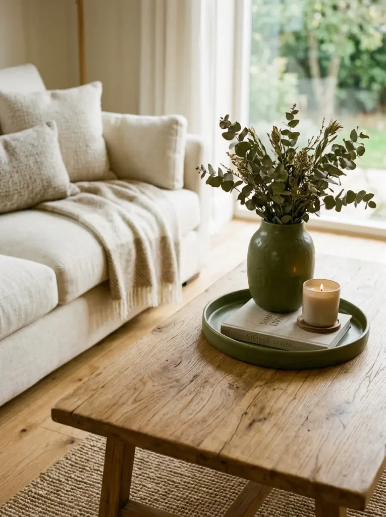 Olive Green Coffee Table Styling