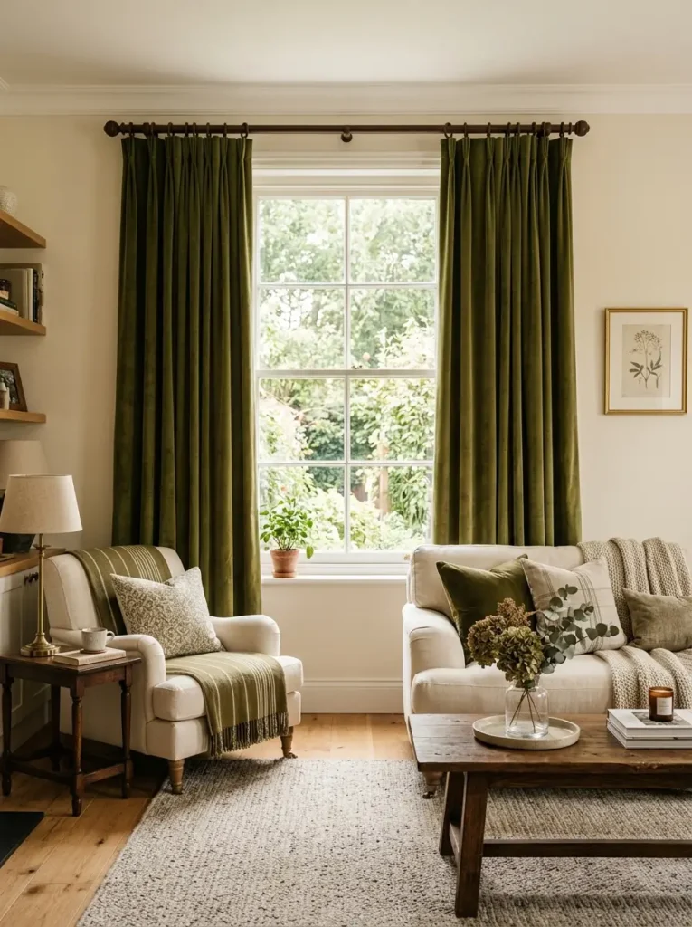 Olive Velvet Curtains
