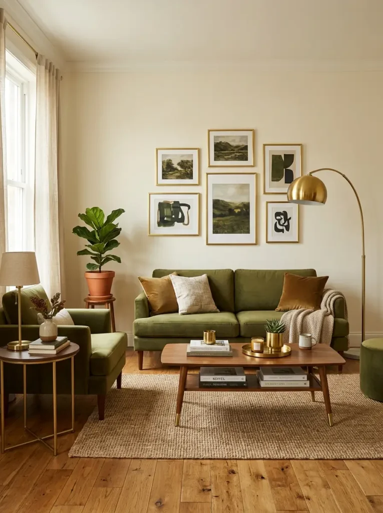 Olive and Brass Accents