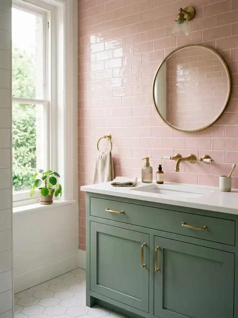 Pink Subway Tile Wall