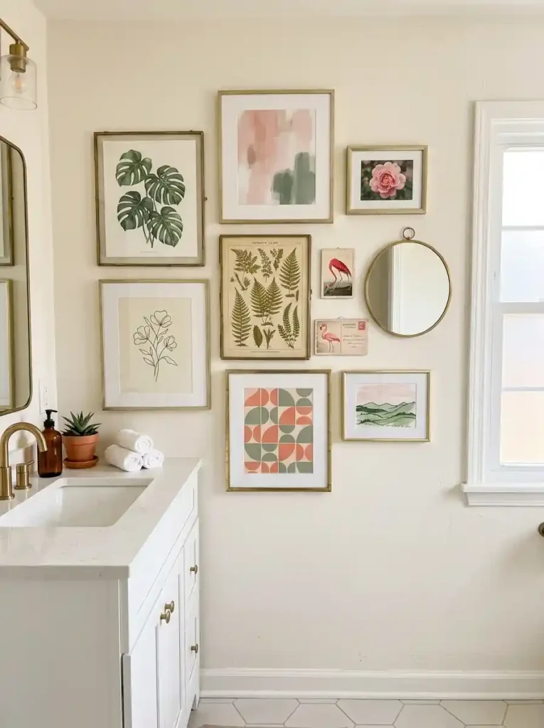 Pink and Green Gallery Wall