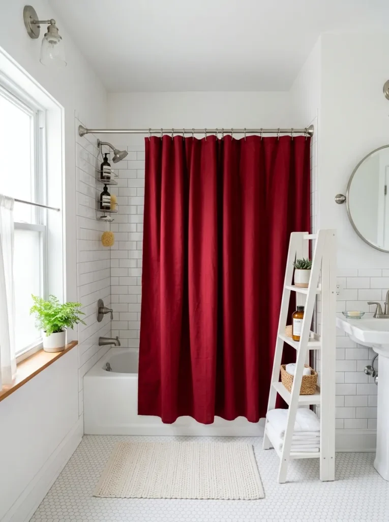 Red Accent Shower Curtain