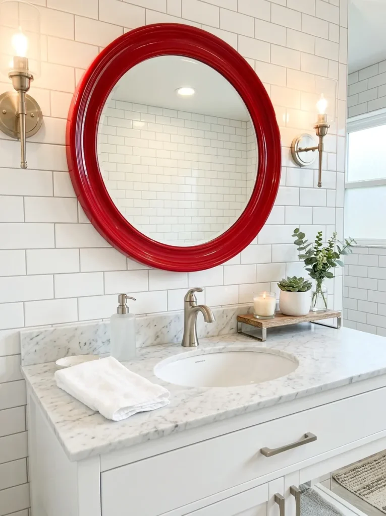 Red Framed Mirror