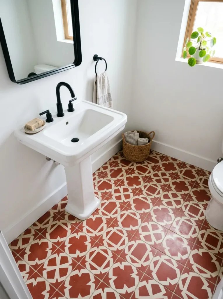 Red Geometric Floor Tile