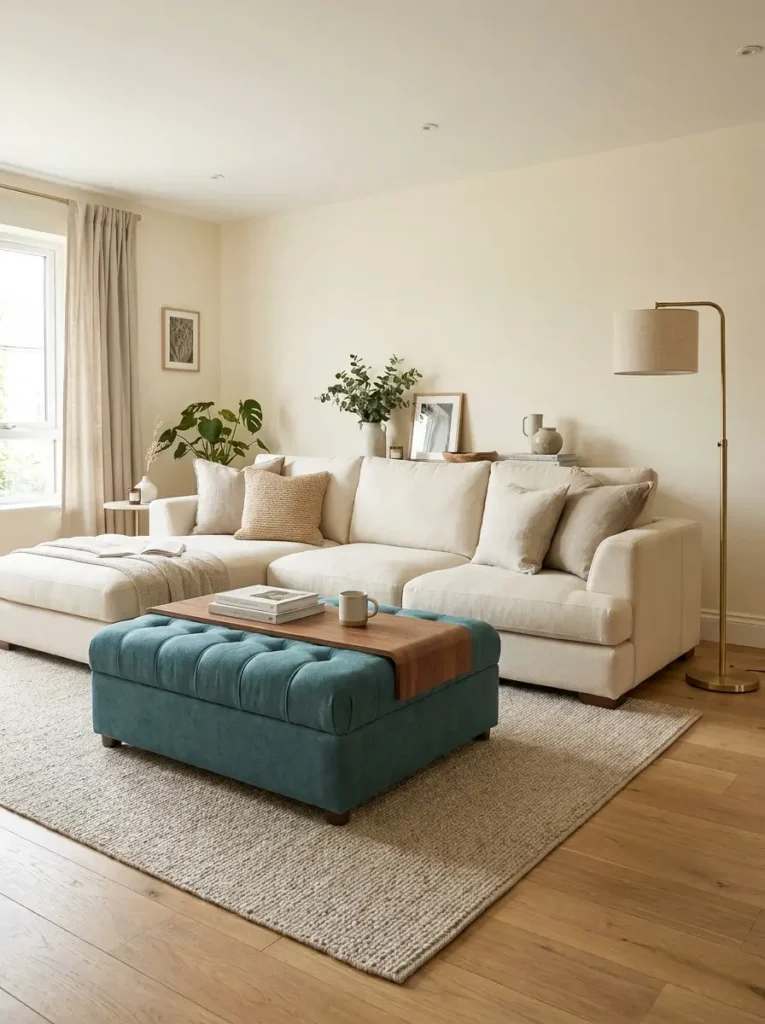 Teal Ottoman Centerpiece