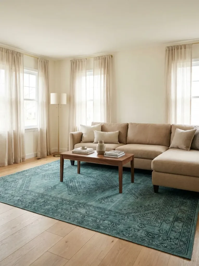 Teal Patterned Rug