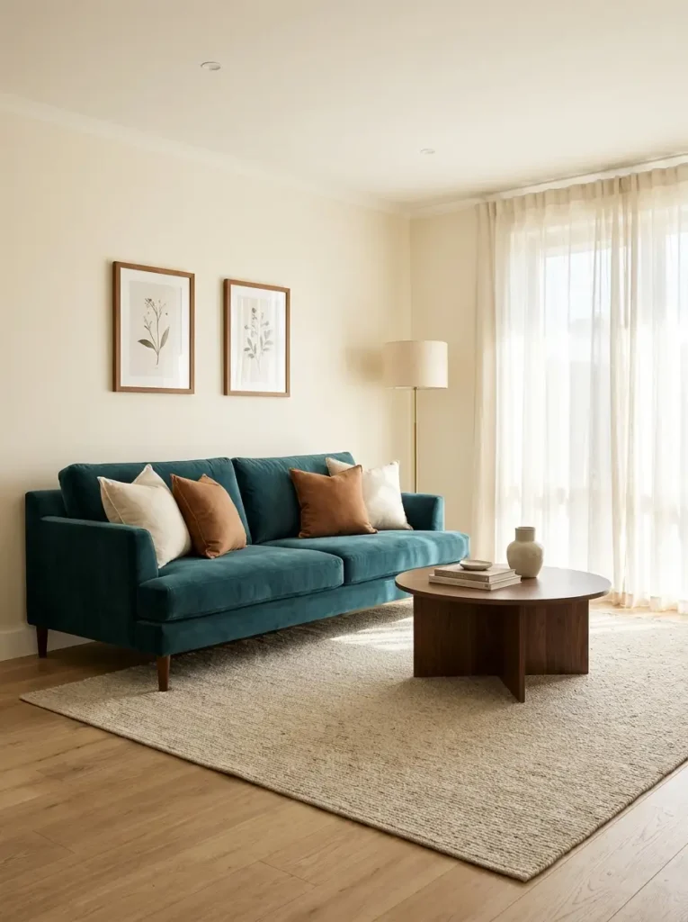 Teal Velvet Sofa