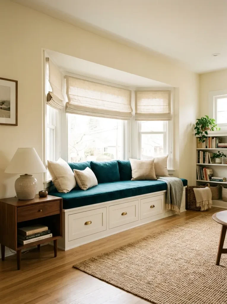 Teal Window Bench