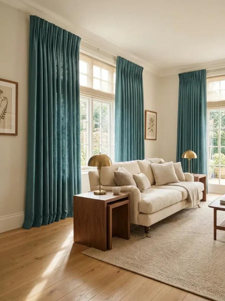 Teal Window Curtains
