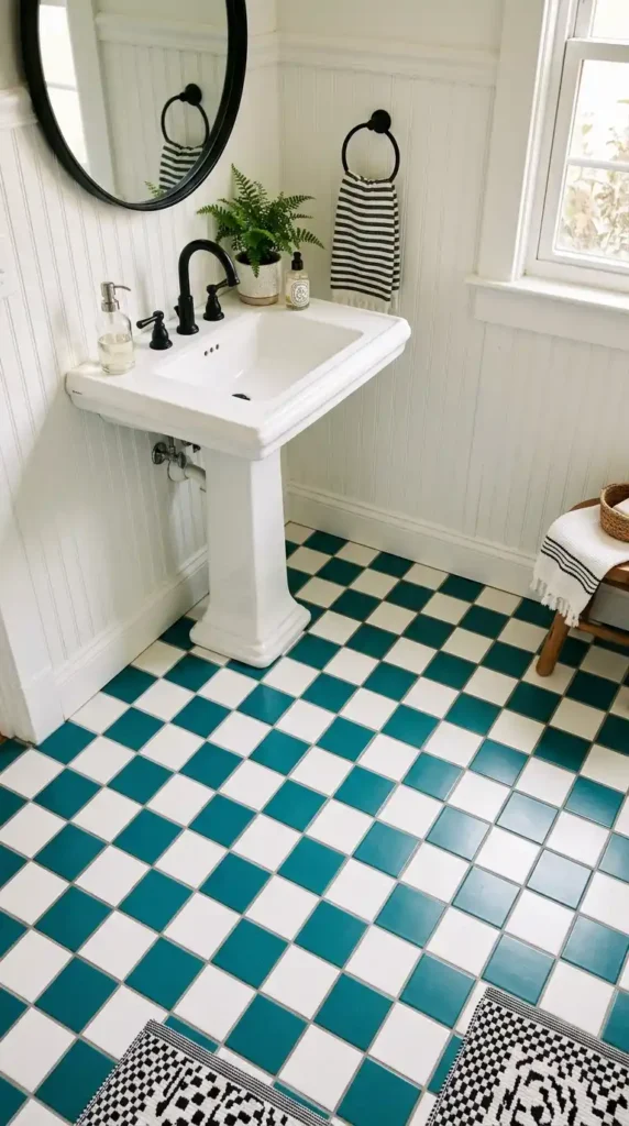Teal and White Tile Mix