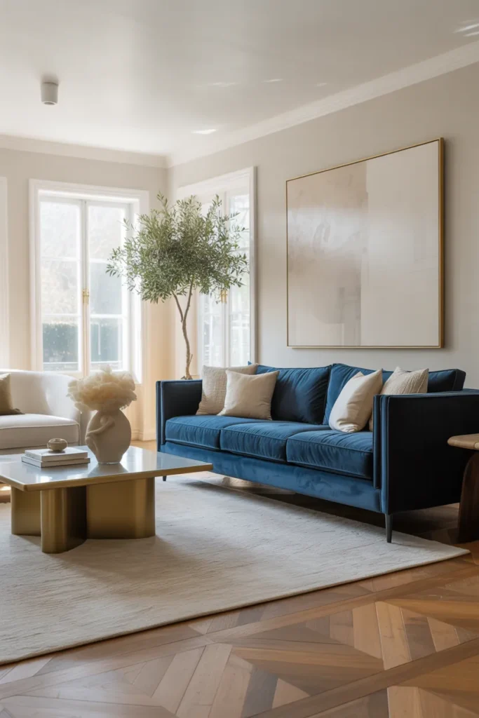 Velvet Navy Sofa