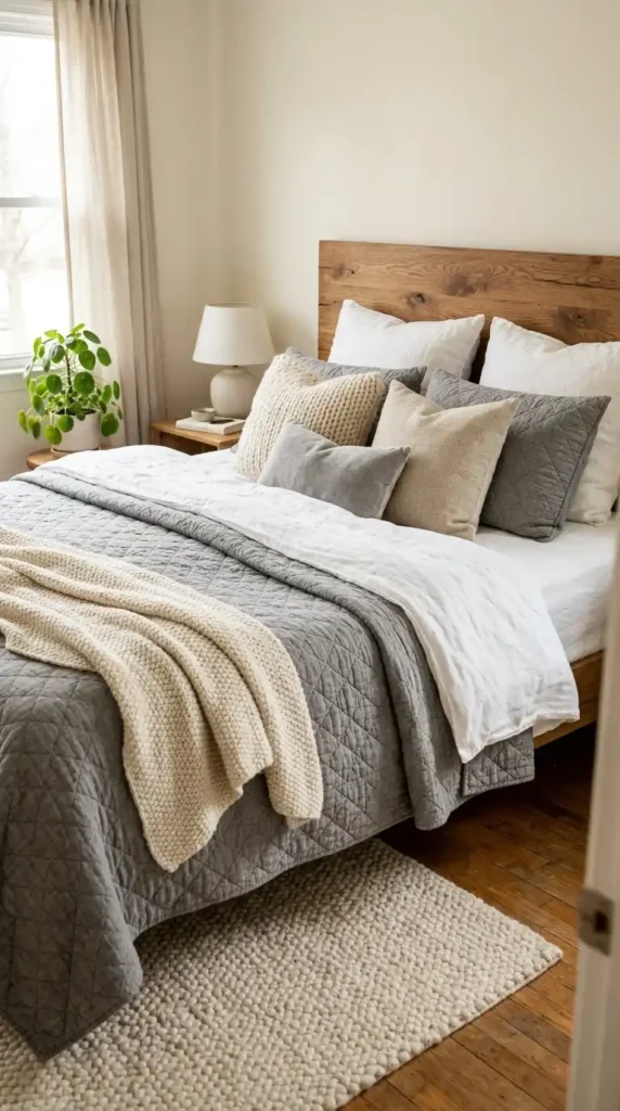 White and Grey Layered Bedding