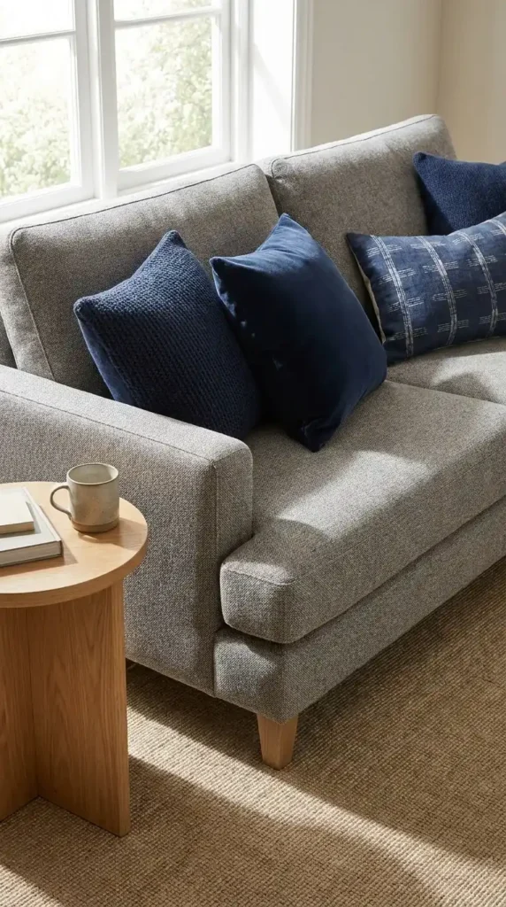 Grey and Navy Throw Pillows